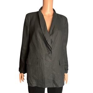 J. Jill 100% Linen Womens Relaxed Fit Blazer Black Small Lightweight Office Work